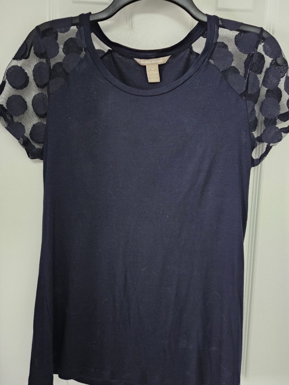 Banana Republic Navy Tee with Mesh Arm Sleeve Detail